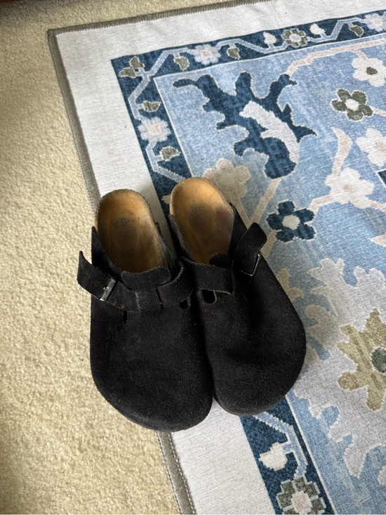 Birkenstock Shoes - Birkenstock Black Suede Slip-On Boston Clogs